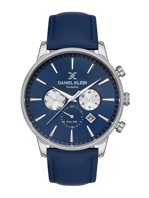 

Daniel Klein Men Silver-Toned Dial & Blue Leather Straps Analogue Watch
