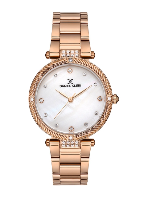 

Daniel Klein Women Rose Gold-Toned Embellished Dial & Rose Gold Toned Stainless Steel Bracelet Style Straps Watch