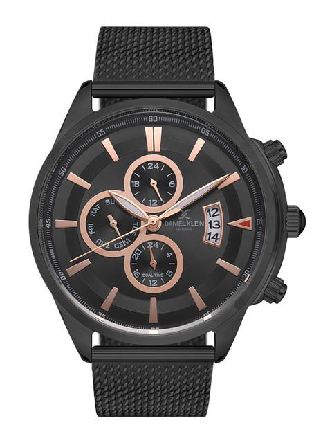 

Daniel Klein Men Black Dial & Black Bracelet Style Straps Analogue Watch DK 1 13117-4