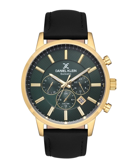 

Daniel Klein Men Gold-Toned Dial & Black Leather Straps Analogue Watch DK 1 13114-5