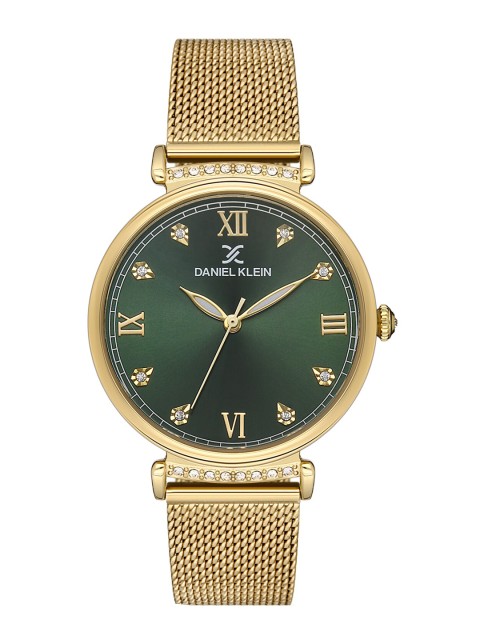 

Daniel Klein Women Gold-Toned Embellished Dial & Gold Toned Bracelet Style Straps Analogue Watch