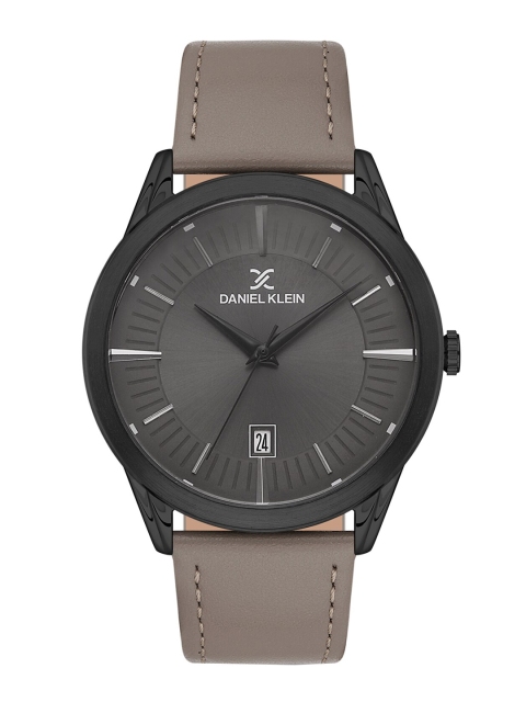 

Daniel Klein Men Black Dial & Grey Leather Straps Analogue Watch DK 1 13076-6