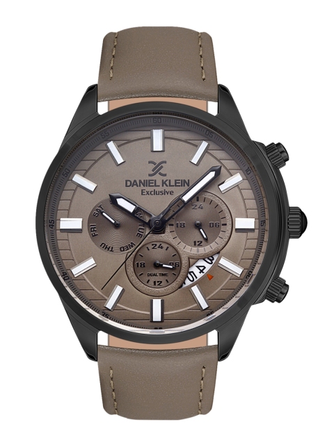 

Daniel Klein Men Black Embellished Dial & Grey Leather Bracelet Style Straps Analogue Watch DK 1 13116-6