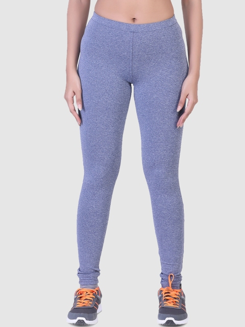 

LAASA SPORTS Women Blue Solid Slim Fit Rapid-Dry Yoga Tights