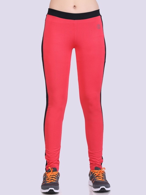 

LAASA SPORTS Women Red Solid Rapid-Dry Straight Fit Tights
