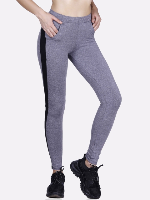 

LAASA SPORTS Women Navy Blue & Black Rapid-Dry Sports Tights