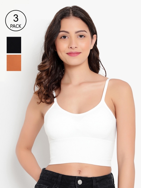 

PARKHA Black & Rust Pack Of 3 Bralette Bra