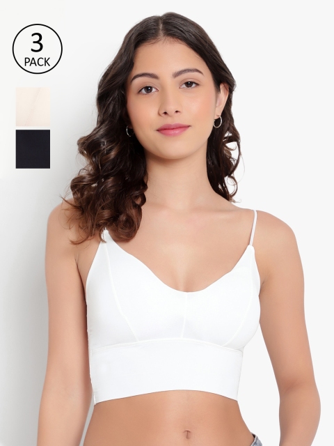 

PARKHA Black & White Pack Of 3 Bralette Bra