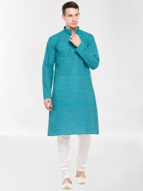 

RG DESIGNERS Men Blue Ethnic Motifs Printed Kurta Set
