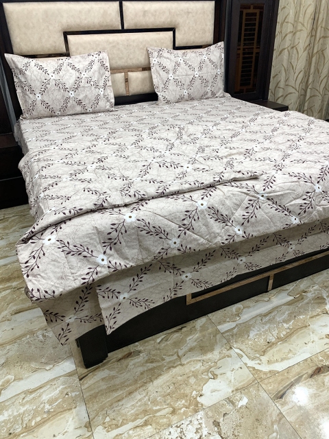 

Pure Decor Brown Floral Printed Cotton Bedding Set