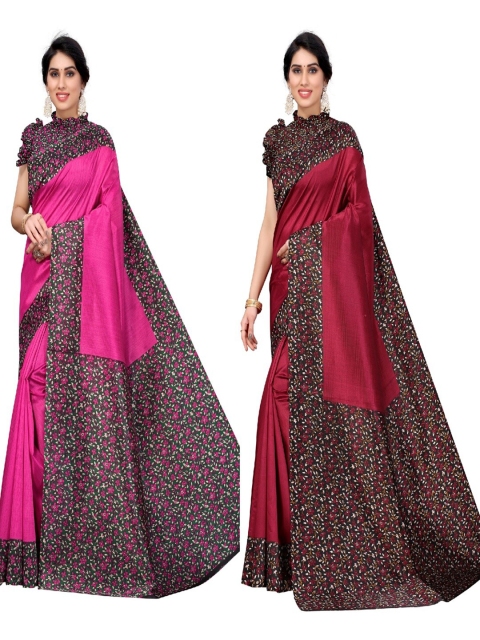 

AADVIKA Pack Of 2 Pink & Maroon Art Silk Saree