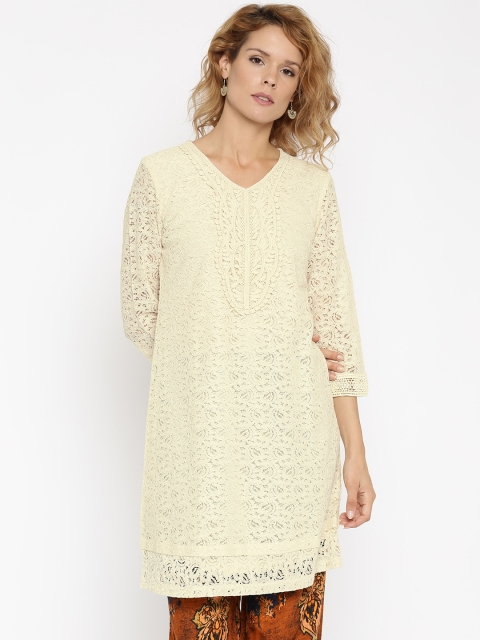 

Colour Me by Melange Women Off-White Lace A-Line Kurta