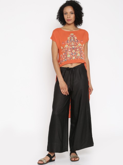 

Colour Me by Melange Orange Printed High-Low Tunic