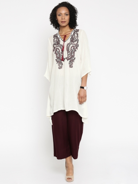 

Colour Me by Melange Off-White Embroidered Tunic