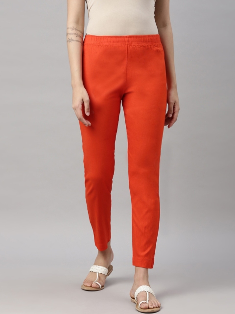 GOLDSTROMS Women Orange Cotton Trousers