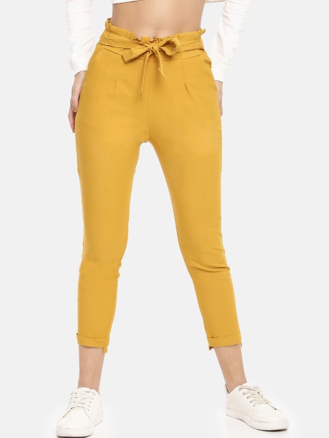 

GOLDSTROMS Women Mustard Yellow Cotton Trousers