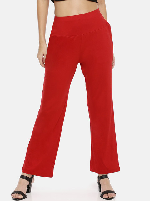 

GOLDSTROMS Women Red Relaxed Straight Leg Loose Fit Trousers