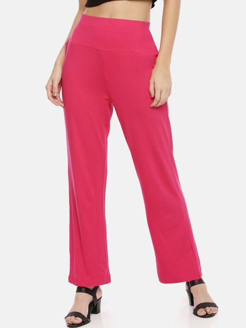 

GOLDSTROMS Women Fuchsia Relaxed Straight Leg Loose Fit Trousers