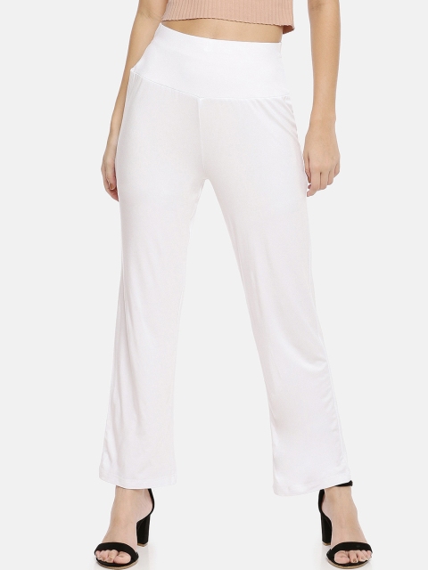 

GOLDSTROMS Women White Relaxed Straight Leg Loose Fit Trousers