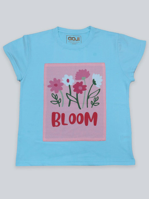 

GOJI Girls Blue & cameo pink Printed T-shirt