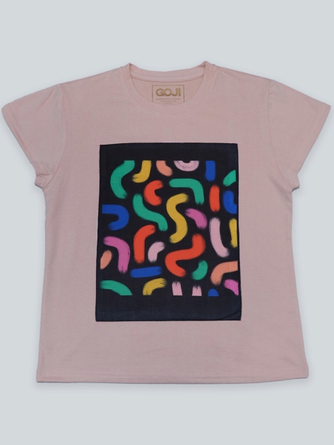 

GOJI Girls Peach-Coloured & hushed violet Printed T-shirt