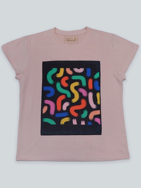 

GOJI Girls Peach-Coloured Printed T-shirt