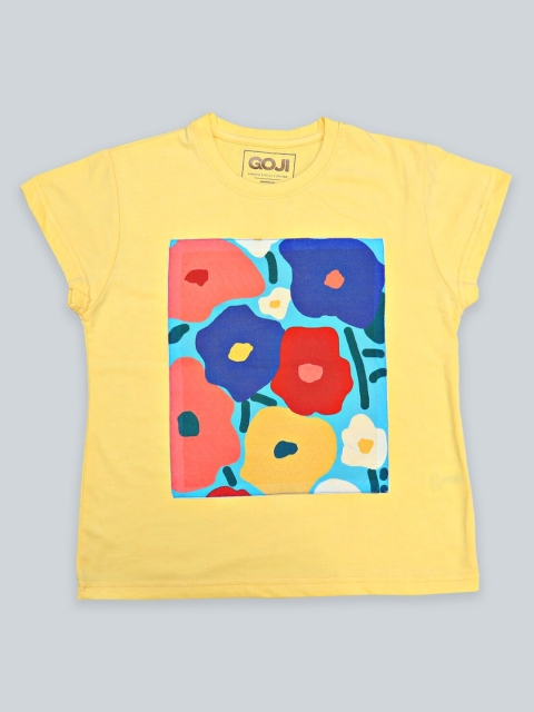 

GOJI Girls Yellow & yellow Printed Applique T-shirt