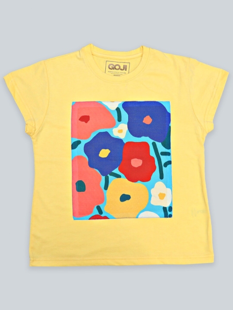 

GOJI Girls Yellow & yellow Printed Applique T-shirt