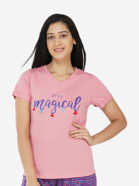 

ARTEMIS Women Pink & Purple Printed Night suit
