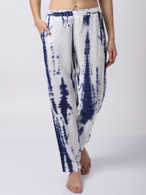 

Boston Club Women Blue & White Printed Lounge Pants