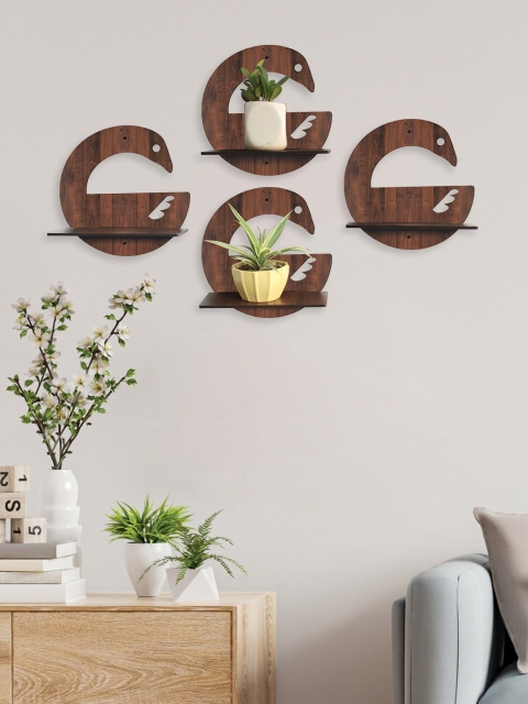 

RANDOM Set of 4 Brown MDF Wall Hanging Wall Shelves