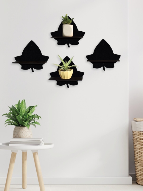 

RANDOM Set of 4 Black Solid Wall Hanging Planters
