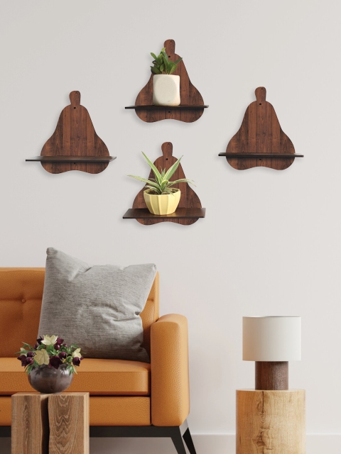 

RANDOM Set Of 4 Brown Wooden Planters