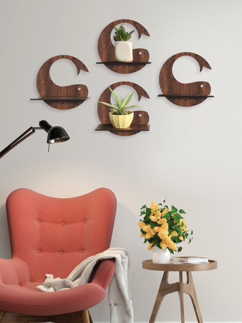 

RANDOM Set Of 4 Brown Solid Planter Stand