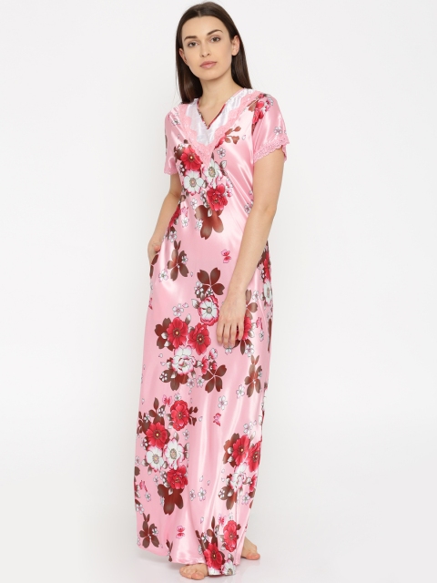 

Sweet Dreams Pink Floral Print Maxi Nightdress with Satin Finish