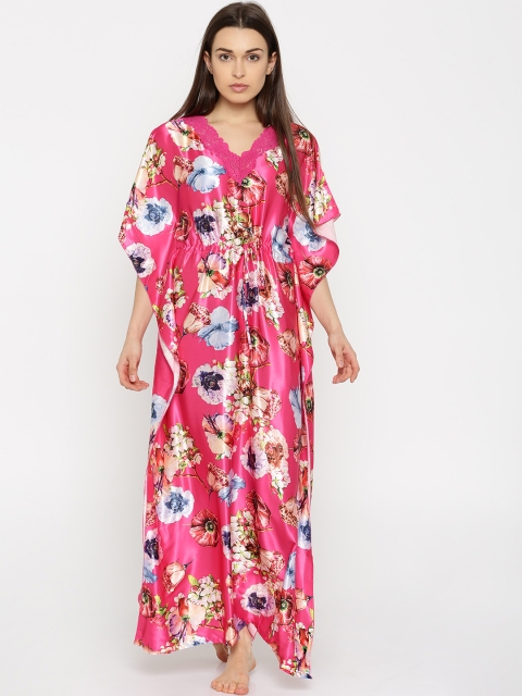 

Sweet Dreams Pink Floral Print Satin Kaftan Maxi Nightdress 2740A7
