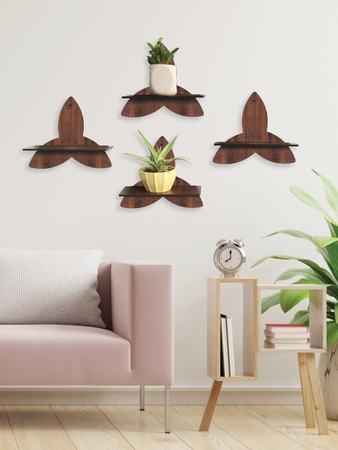 

RANDOM Set Of 4 Brown Star Wall Hanging Laminated Planters