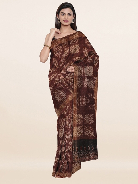 

Pothys Maroon & Beige Woven Design Pure Linen Saree