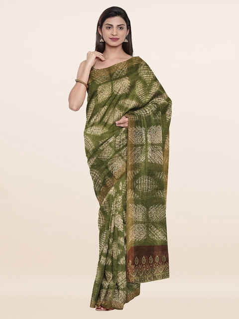 

Pothys Green & Maroon Ethnic Motifs Pure Linen Saree