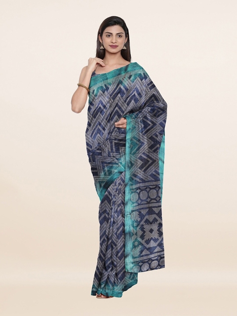 

Pothys Blue & Grey Jute Silk Saree