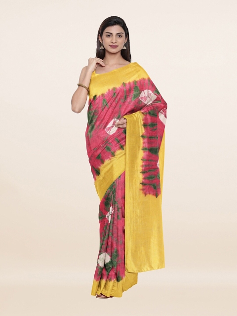 

Pothys Pink & Yellow Bandhani Pure Cotton Saree