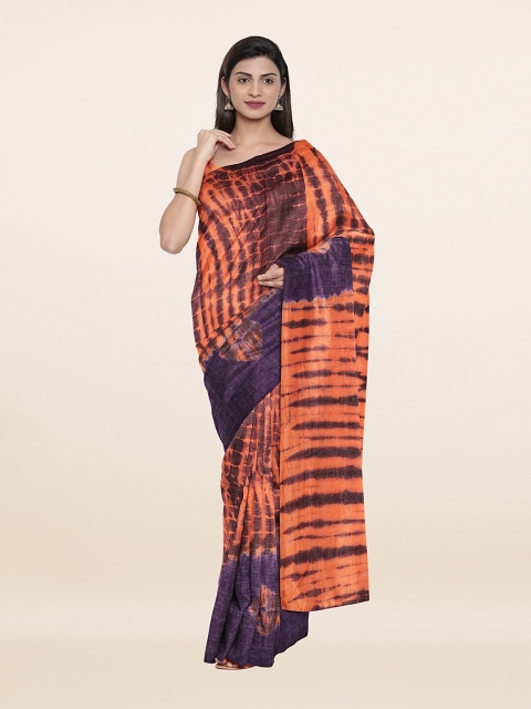 

Pothys Peach-Coloured & Purple Bandhani Pure Cotton Saree