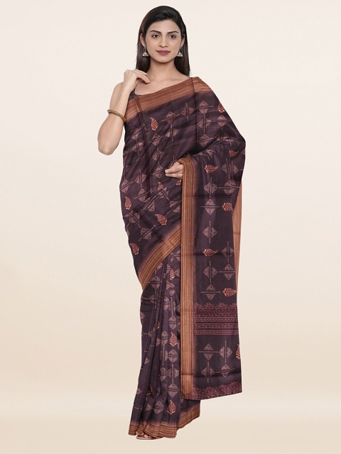 

Pothys Purple & Brown Jute Silk Saree