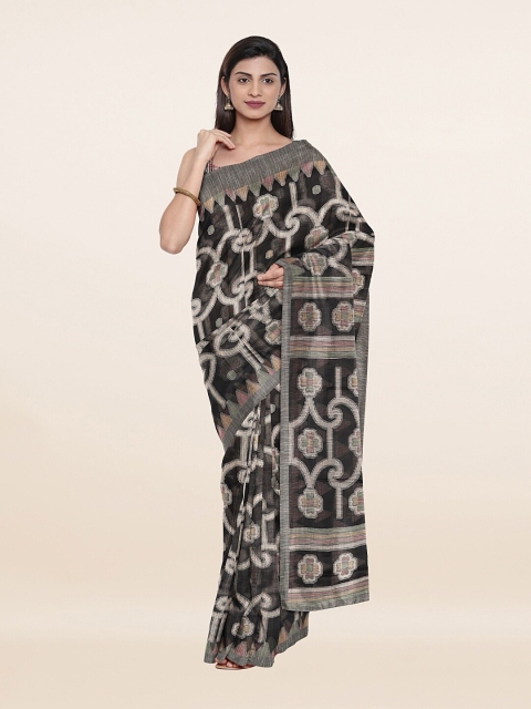 

Pothys Black & White Woven Design Jute Silk Saree