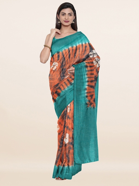 

Pothys Peach-Coloured & Brown Bandhani Pure Cotton Saree