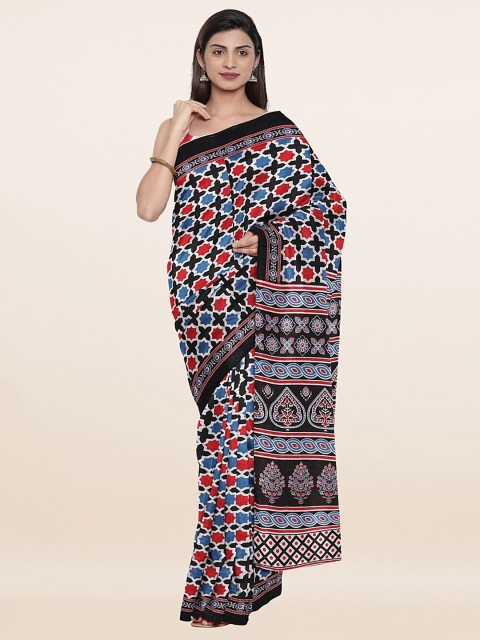 

Pothys Black & Blue Printed Pure Cotton Saree