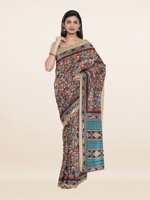 

Pothys Maroon & Blue Jute Silk Saree