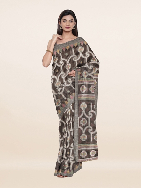 

Pothys Grey & Brown Woven Design Tussar Silk Saree With Unstitched Blouse Piece