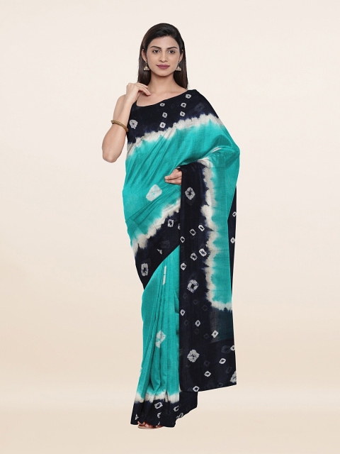 

Pothys Blue & Black Bandhani Pure Cotton Saree