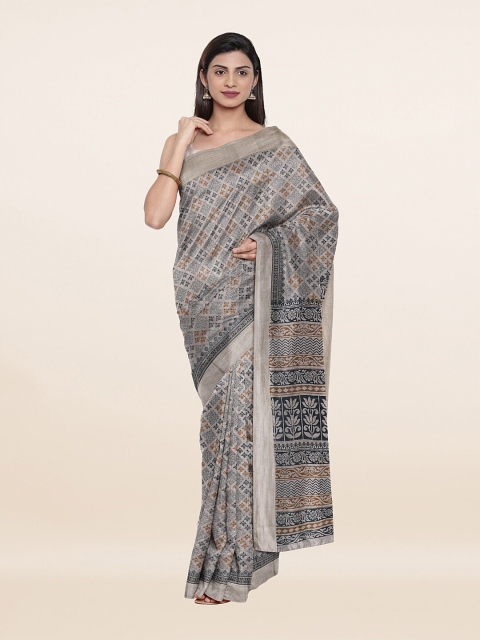 

Pothys Grey & Off White Ethnic Motifs Saree